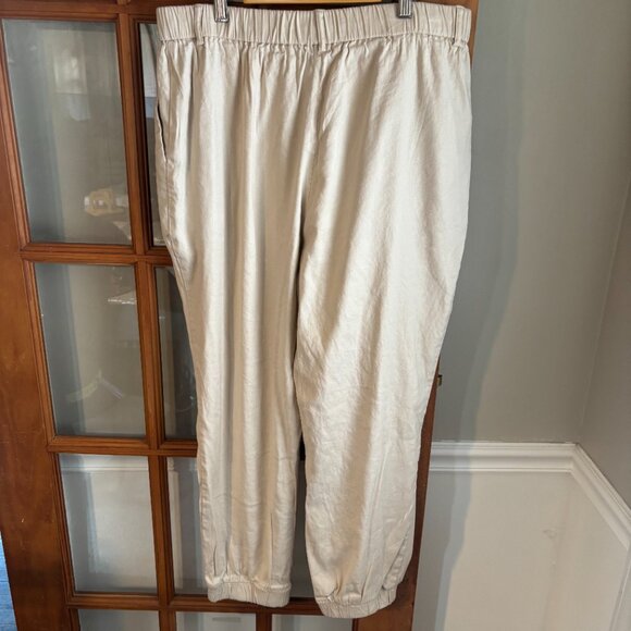 Express Linen Ankle High Rise pants. SZ: Large/ Stone color - Picture 7 of 11